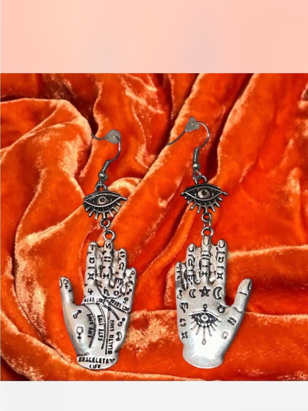 Silver Palmistry Hand Earrings